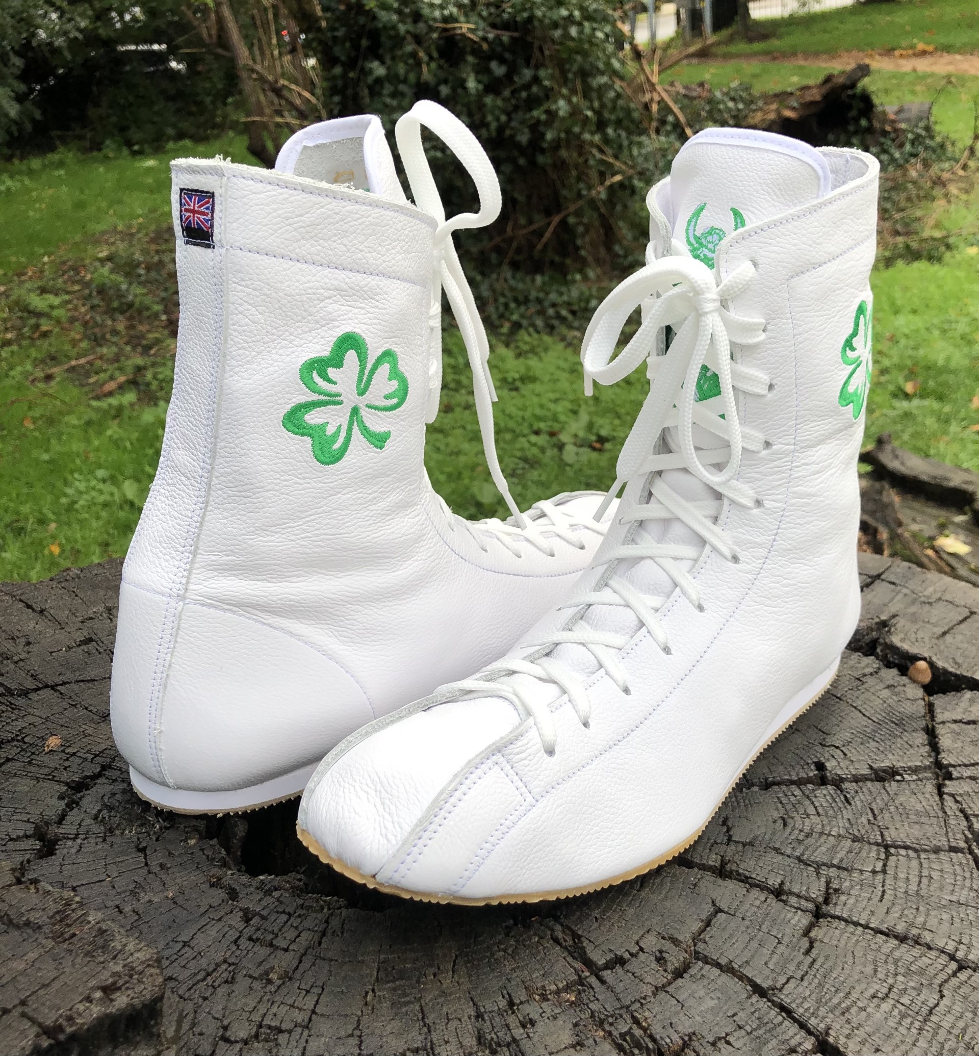 Irish Shamrock on Diamond White Boot & Green Minotaur Branding Tongue - Image 5
